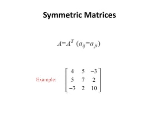 Symmetric Matrices
Example:
 