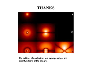 THANKS




The orbitals of an electron in a hydrogen atom are
eigenfunctions of the energy.
 