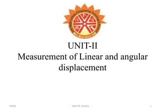 UNIT-II
Measurement of Linear and angular
displacement
1DMIETR, WardhaMMM
 