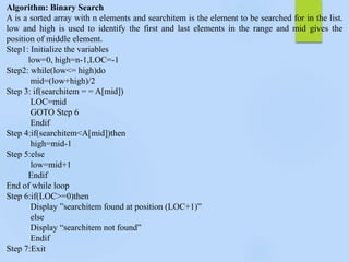 Linear and binary search | PPTX