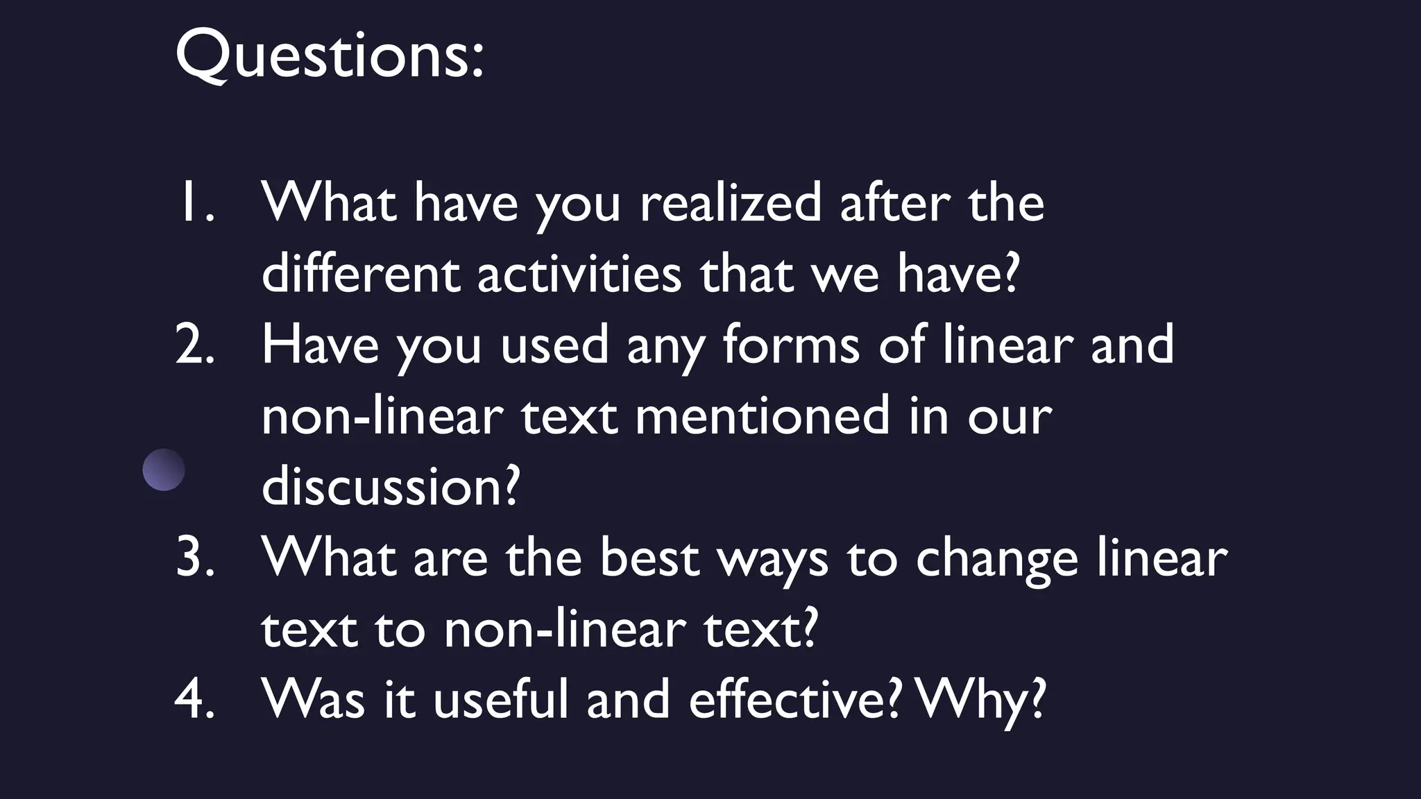 linear and non linear illustration grade 10 english quarter 1 | PPTX