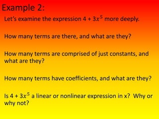 Linear and non linear expressions | PPTX