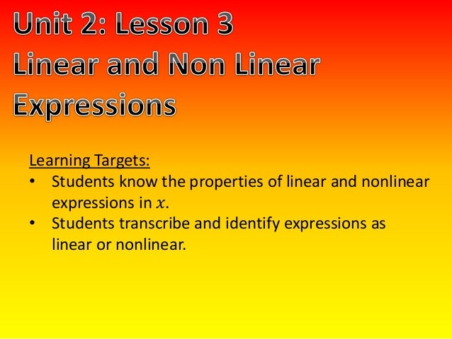 Linear and non linear expressions