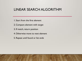 linear search algorithm python linear search in... Comprehensive Guide to Linear and Binary Search Algorithms in Python ...