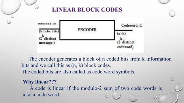 Linear block coding