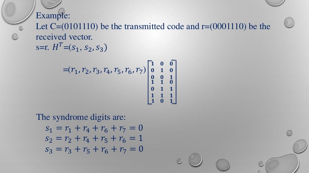 Linear block coding
