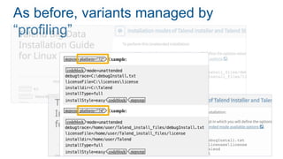 As before, variants managed by
“profiling”
 