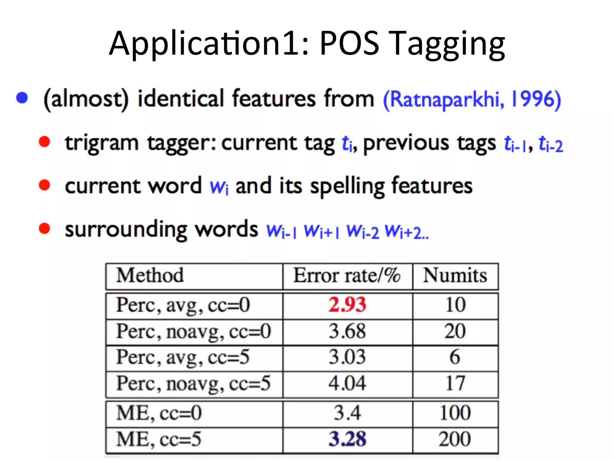 Applica'on1:	
  POS	
  Tagging
 