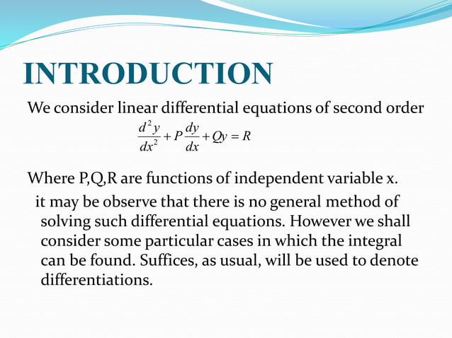 Linear differential equation of second order | PPTX