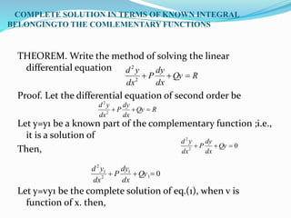 Linear differential equation of second order | PPTX