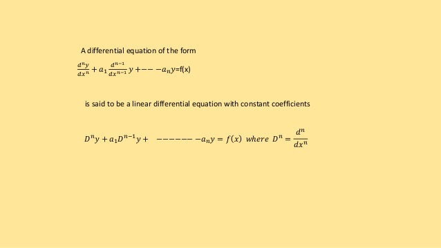 Linear differential equation with constant coefficients