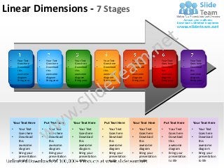 Linear Dimensions - 7 Stages



 •       Your Text       •        Your Text        •        Your Text         •       Your Text       •   Your Text      •    Your Text       •     Your Text
         Goes here                Goes here                 Goes here                 Goes here           Goes here           Goes here             Goes here
 •       Download        •        Download         •        Download          •       Download        •   Download       •    Download        •     Download
         this                     this                      this                      this                this                this                  this
         awesome                  awesome                   awesome                   awesome             awesome             awesome               awesome
         diagram                  diagram                   diagram                   diagram             diagram             diagram               diagram
 •       Bring your      •        Bring your       •        Bring your        •       Bring your      •   Bring your     •    Bring your      •     Bring your




     Your Text Here              Put Text Here             Your Text Here             Put Text Here       Your Text Here          Put Text Here          Your Text Here
     •    Your Text          •      Your Text          •       Your Text          •       Your Text       •    Your Text      •      Your Text       •      Your Text
          Goes here                 Goes here                  Goes here                  Goes here            Goes here             Goes here              Goes here
     •    Download           •      Download           •       Download           •       Download        •    Download       •      Download        •      Download
          this                      this                       this                       this                 this                  this                   this
          awesome                   awesome                    awesome                    awesome              awesome               awesome                awesome
          diagram                   diagram                    diagram                    diagram              diagram               diagram                diagram
     •    Bring your         •      Bring your         •       Bring your         •       Bring your      •    Bring your     •      Bring your      •      Bring your
          presentation              presentation               presentation               presentation         presentation          presentation           presentation
          to life                   to life                    to life                    to life              to life               to life                to life
 