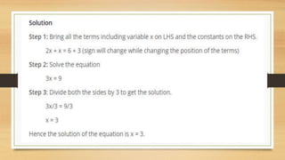 Linear Equation In One Variable | PPTX