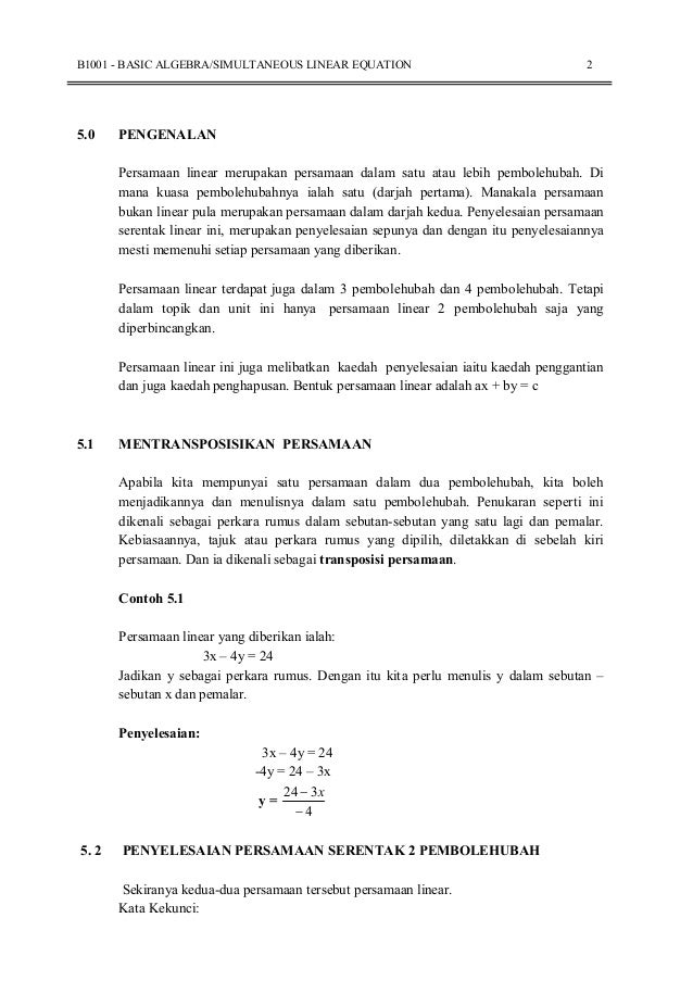 Linear equation
