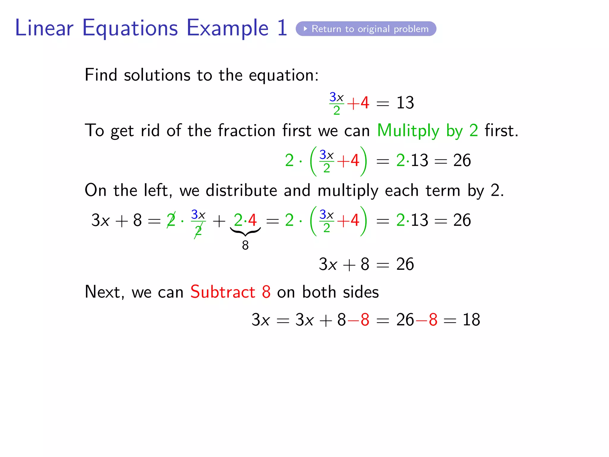 Linear equation example 1 | PPT