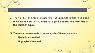 Linear equation in 2 variable class 10 | PPT