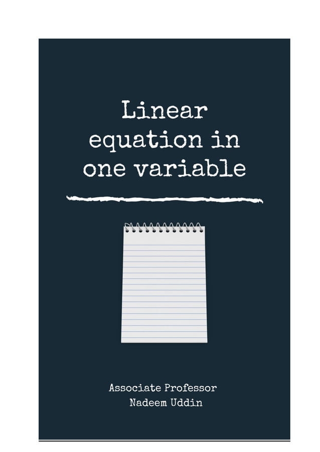 Linear equation in one variable | PDF