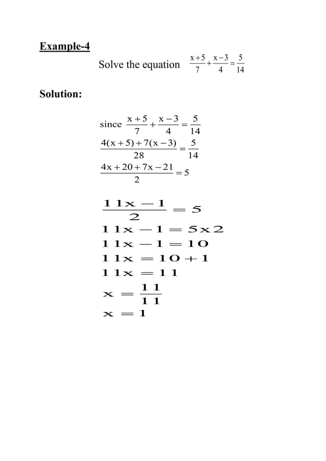 Linear equation in one variable | PDF