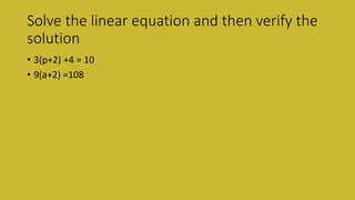 Linear Equation in One Variable | PPTX | Physics | Science