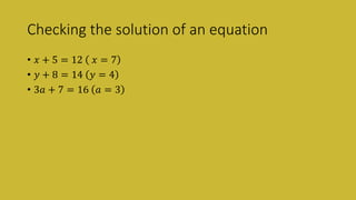 Linear Equation in One Variable | PPTX | Physics | Science