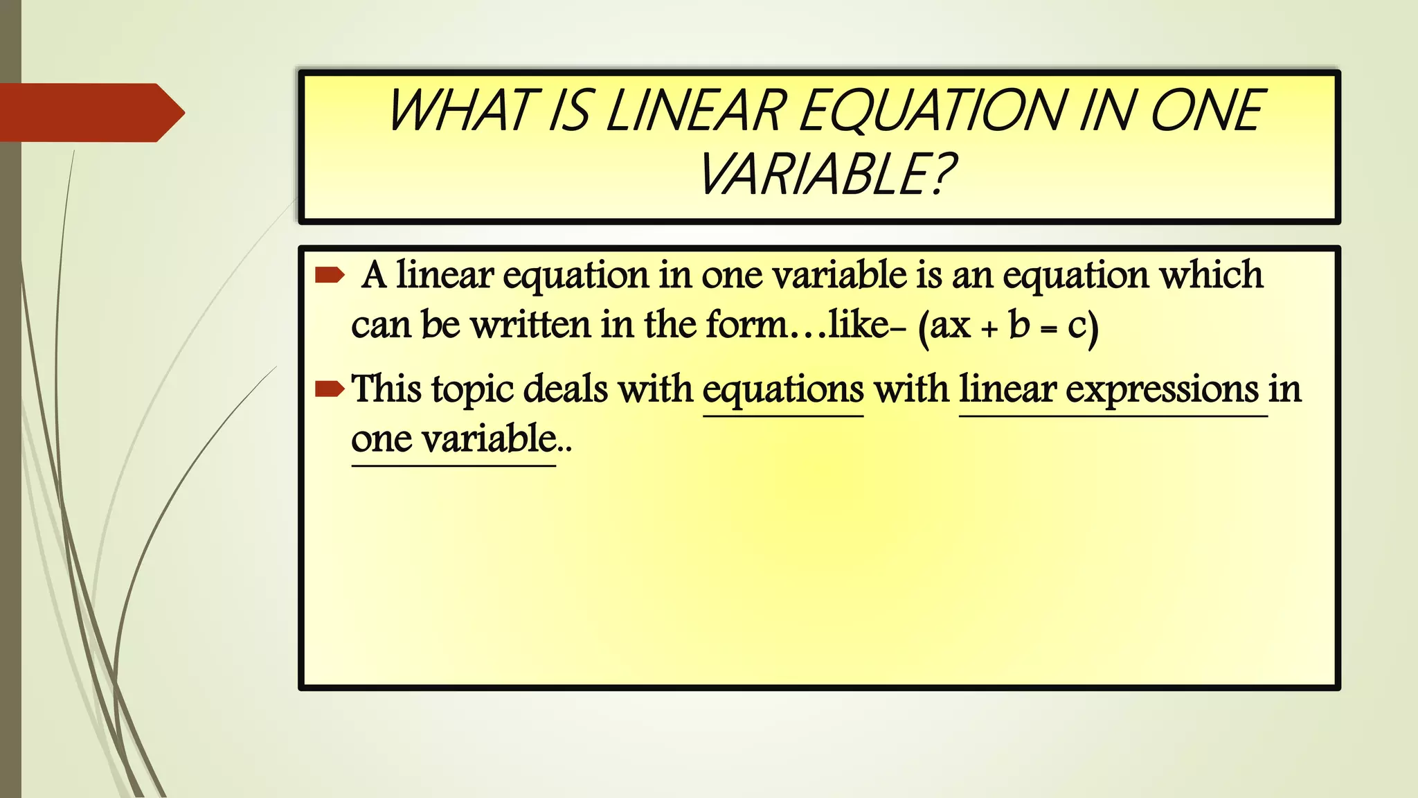 Linear equation in one variable | PPTX