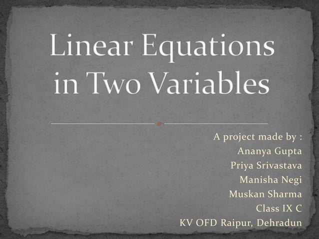 Linear equation in two variables | PPT