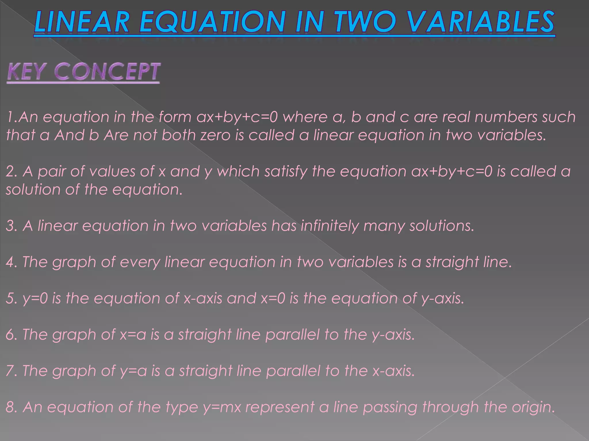 LINEAR EQUATION IN TWO VARIABLES | PPTX