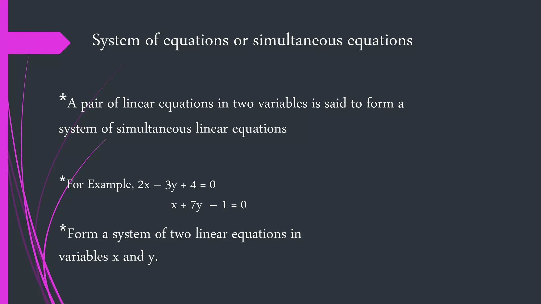 Linear equation in two variables | PPTX | Physics | Science