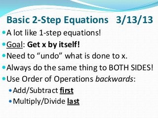 Undoing Operations Linear equations | PPTX
