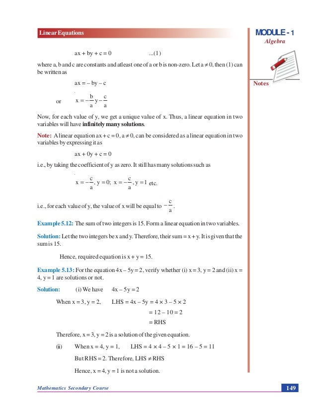Linear Equations Algebra