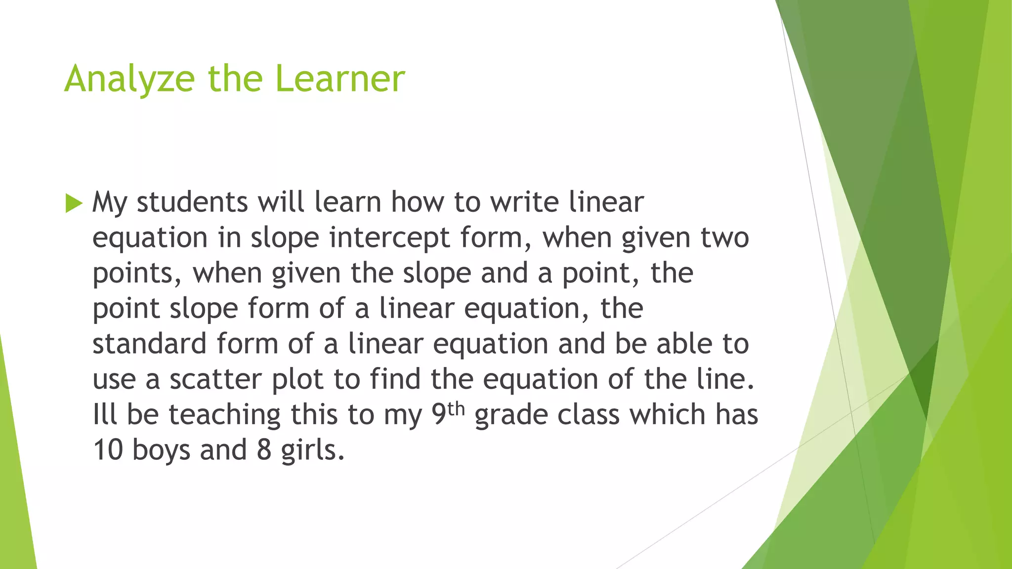 Linear equations lesson plan | PPT