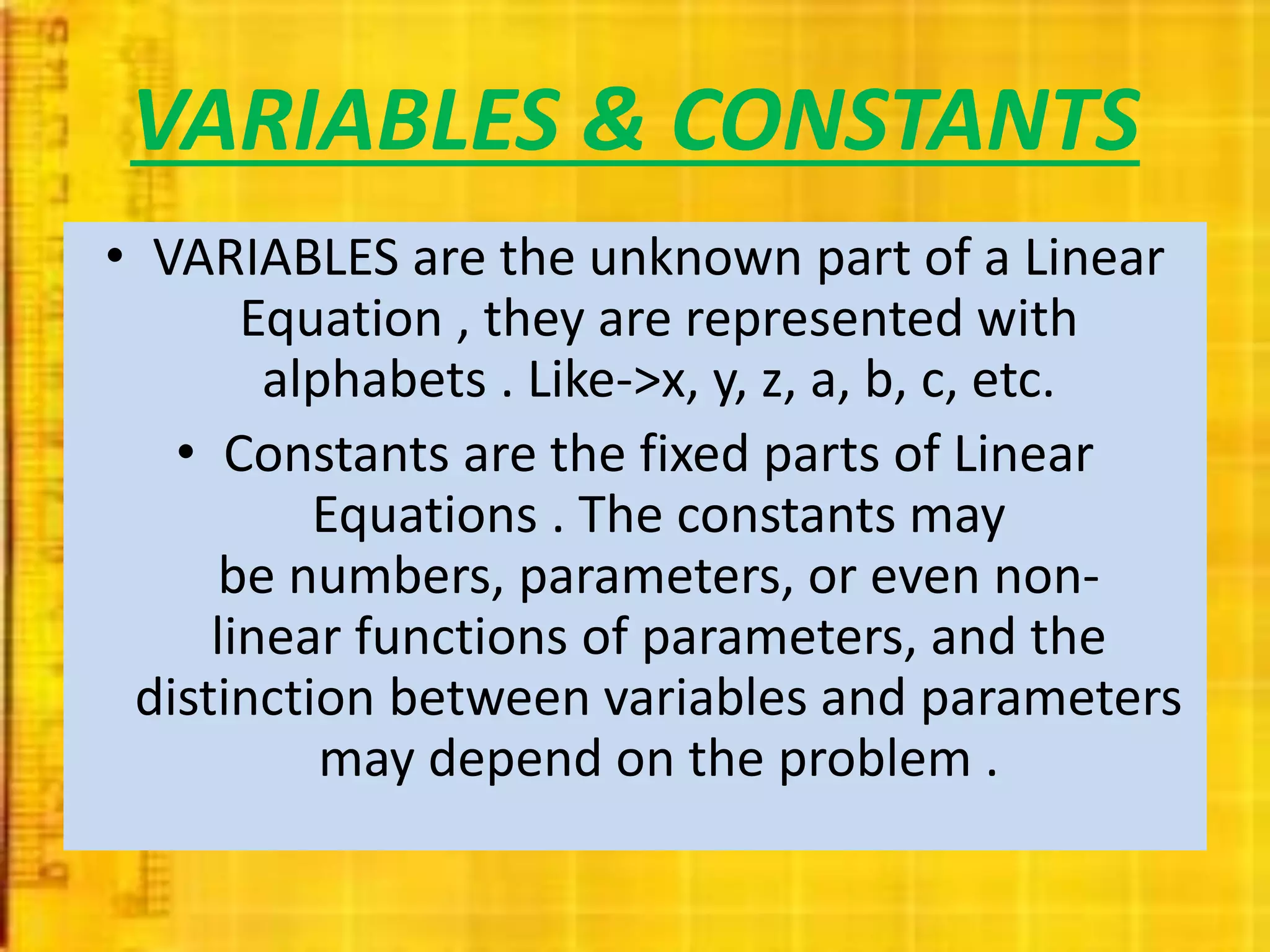 Linear equations in 2 variables | PPTX