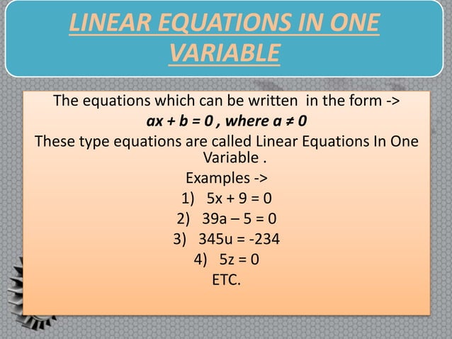 Linear equations in 2 variables | PPTX