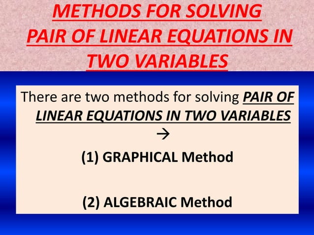 Linear equations in 2 variables | PPTX