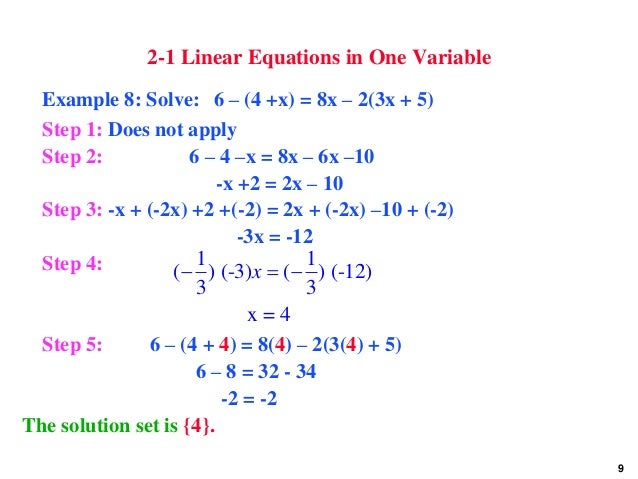 Linear Equation Examples