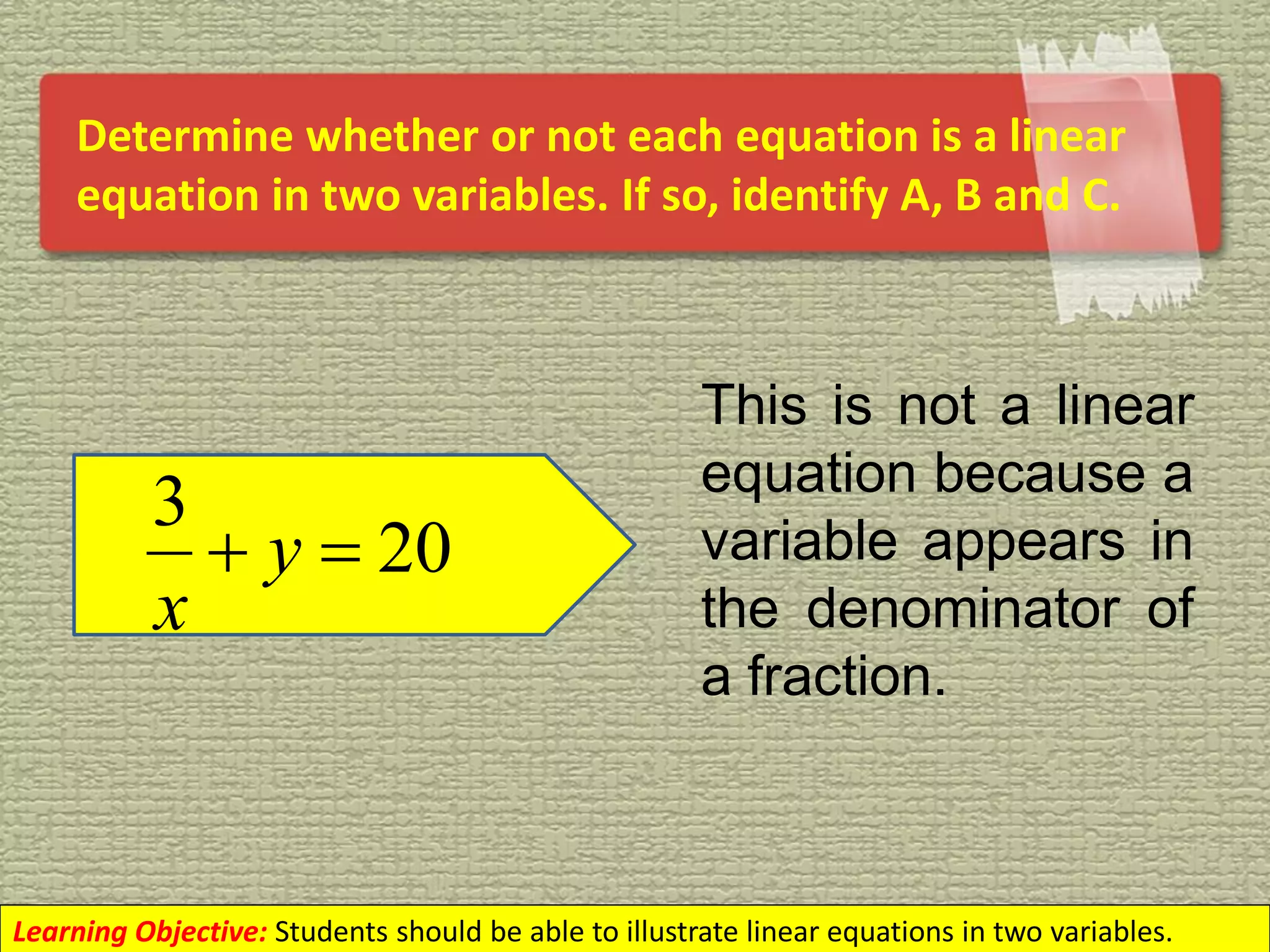 Linear Equations in Two Variables | PPT | Free Download