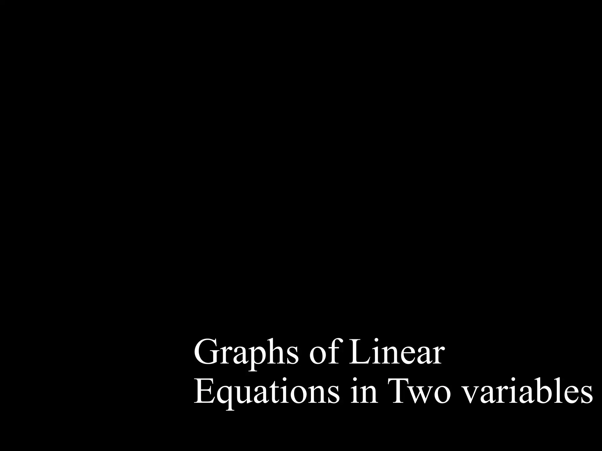 Graphs of Linear
Equations in Two variables
 