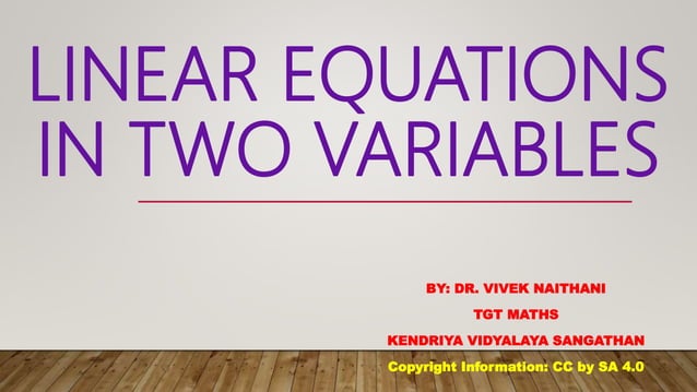 Linear equations in two variables | PPTX