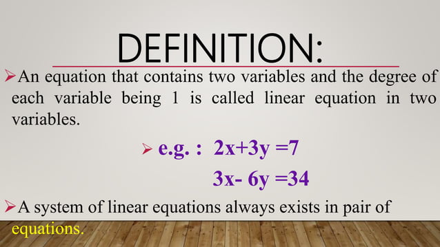 Linear equations in two variables | PPTX