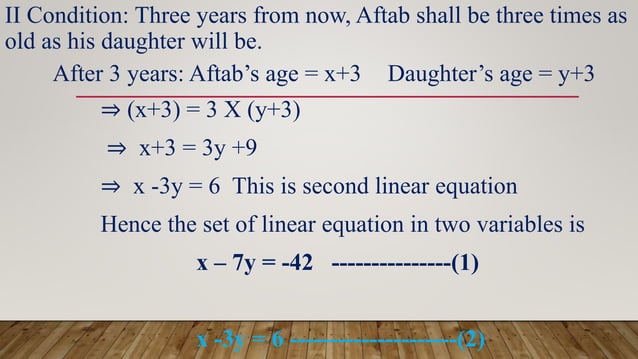 Linear equations in two variables | PPTX