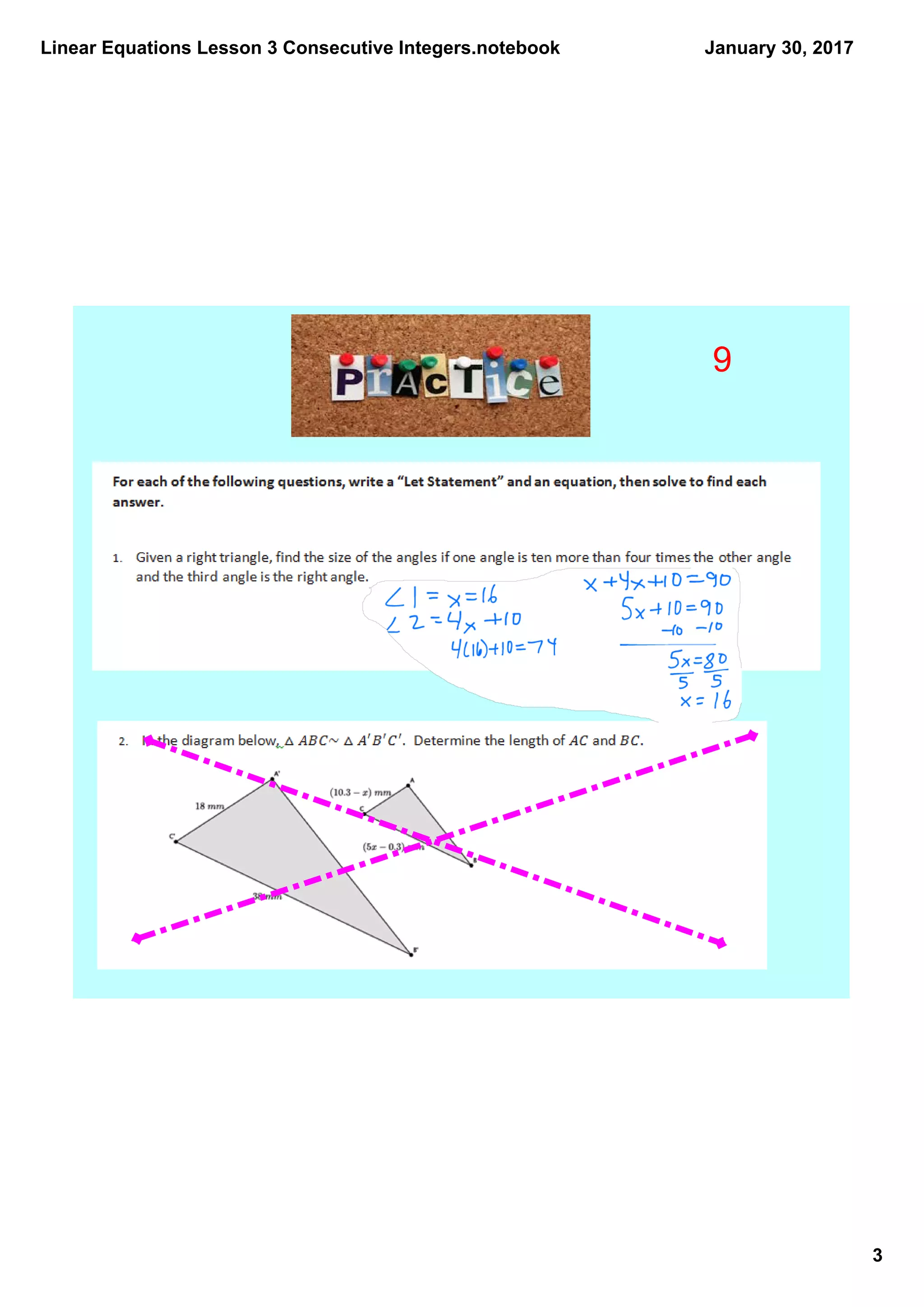 Linear Equations Lesson 3 Consecutive Integers.notebook
3
January 30, 2017
9
 