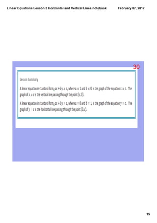 Linear Equations Lesson 5 Horizontal and Vertical Lines.notebook
15
February 07, 2017
30
 