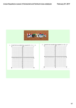 Linear Equations Lesson 5 Horizontal and Vertical Lines.notebook
17
February 07, 2017
 