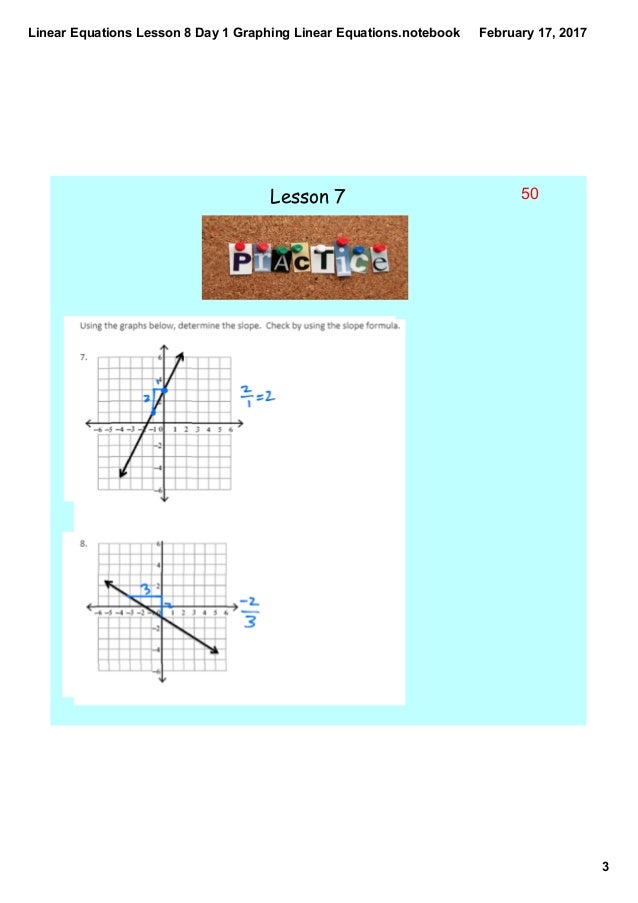 linear equations lesson 8 day 1 graphing linear equations