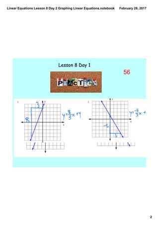 Linear equations lesson 8 day 2 graphing linear equations | PDF