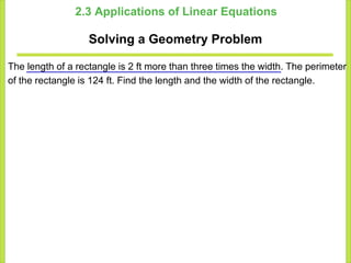 Linear Equation Word Problem Complete.ppt