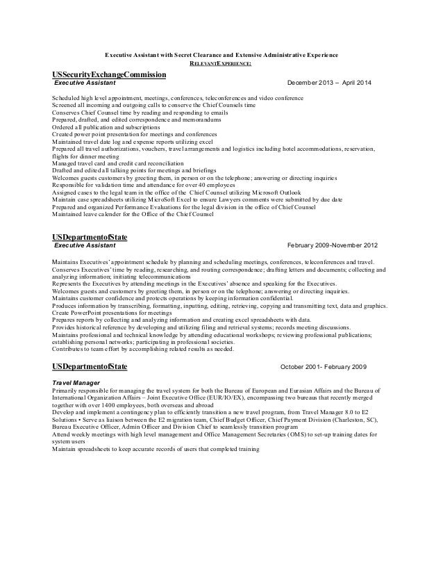 Relevant Experience in LinearExecutive Format for a Resume