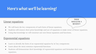 Linear & Exponential Equations/Functions | PPTX