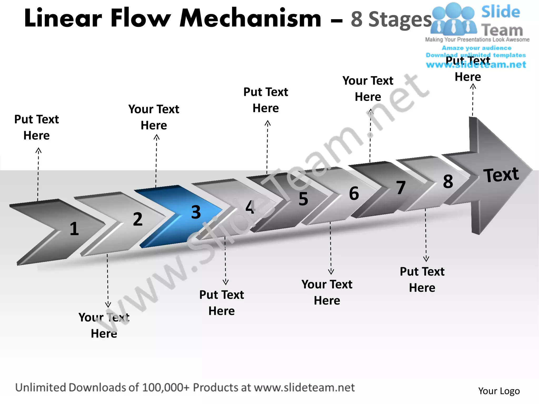 Linear Flow Mechanism – 8 Stages
                                                                               Put Text
                                                        Your Text               Here
                                      Put Text            Here
                   Your Text           Here
Put Text             Here
 Here



                                                                    7      8
                                                 5       6
                               3          4
           1           2

                                                                    Put Text
                                                 Your Text           Here
                               Put Text            Here
           Your Text            Here
             Here



                                                                                    Your Logo
 