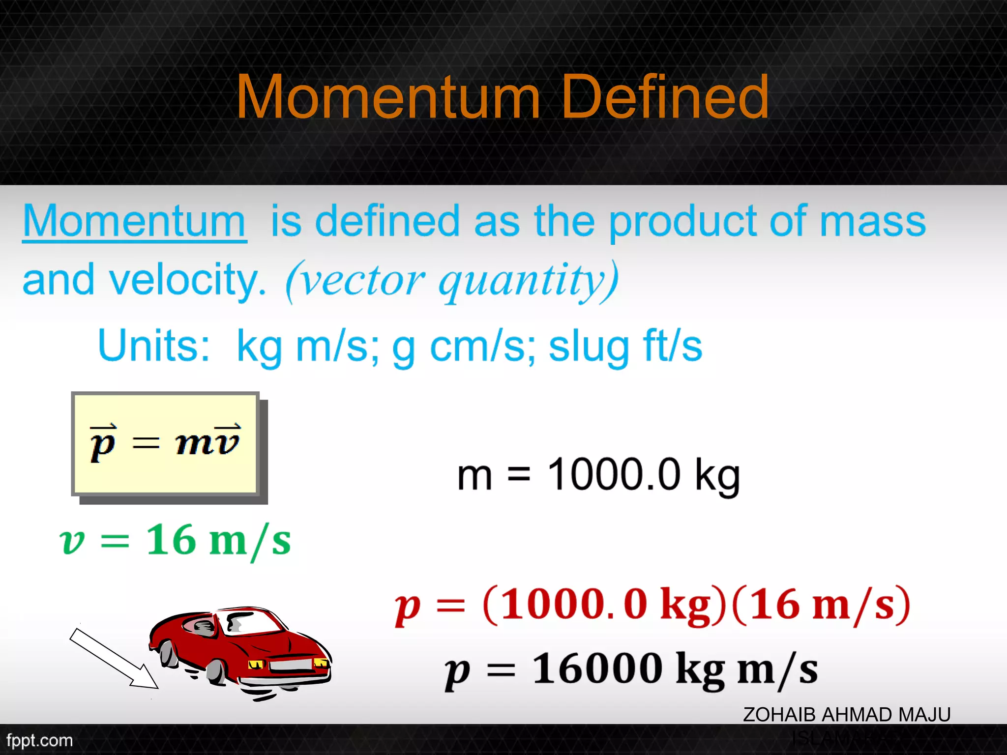 Momentum Defined




               ZOHAIB AHMAD MAJU
                   ISLAMABAD
 